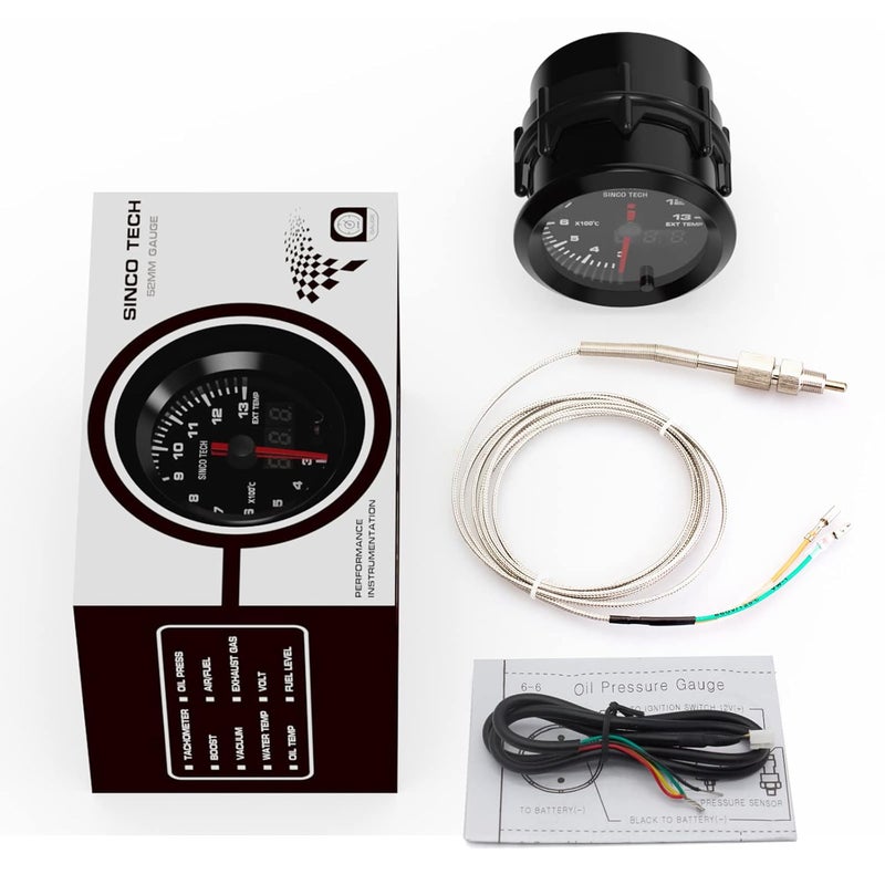 SINCO TECH 52mm Gauge Car Meter Digital Display Pointer 7 Colors Backlight 12V Universal Gauge Kit…… (Exhaust Temperature Gauge) - Image 4